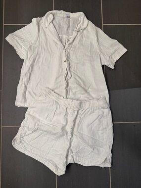 Old Navy Crinkle Gauze Button-Down Shirt & High-Waist Taylor Shorts Set size L